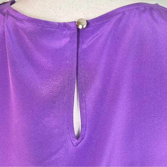 White House Black Market Flutter Sleeve Silk  Purple Blouse NWT - Picture 7 of 14